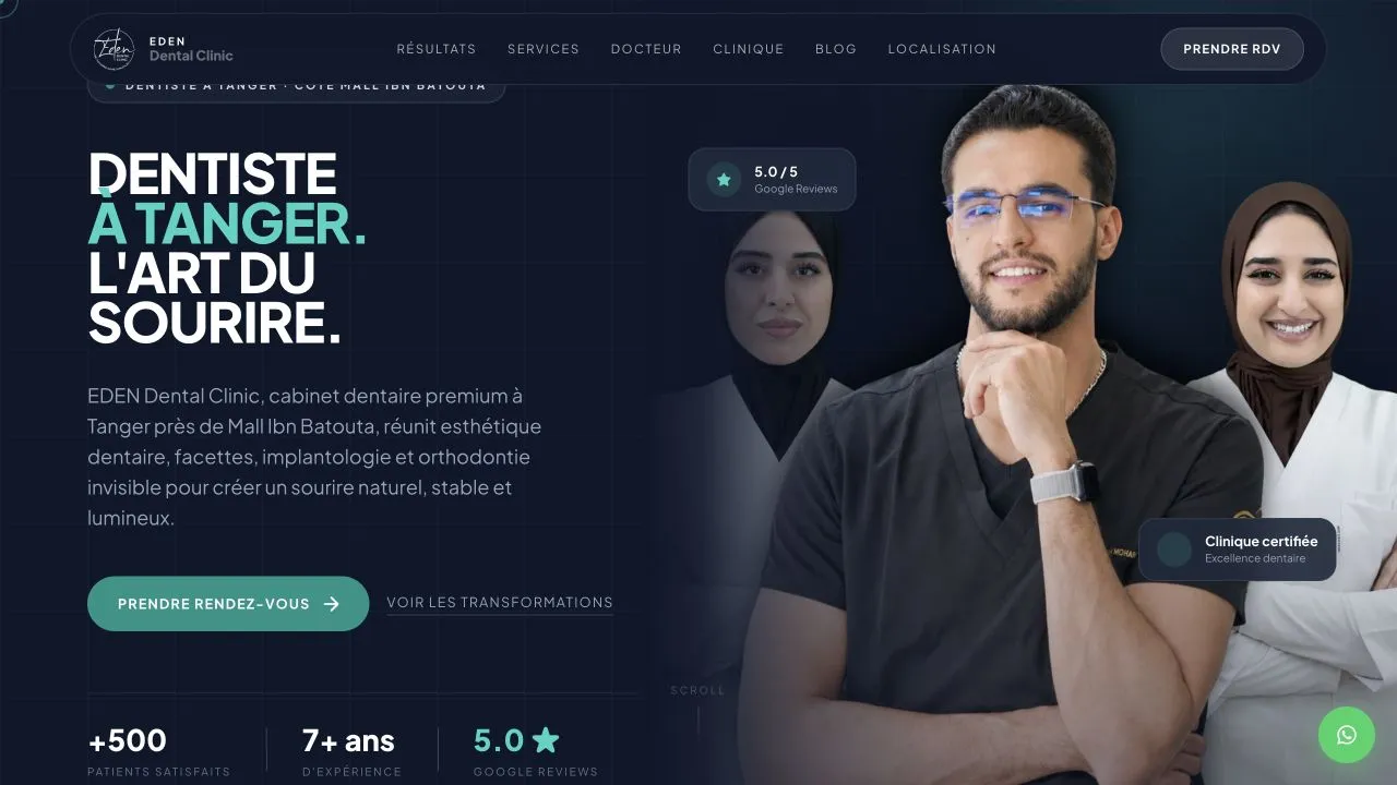 Eden Dental Clinic, site web à Tanger