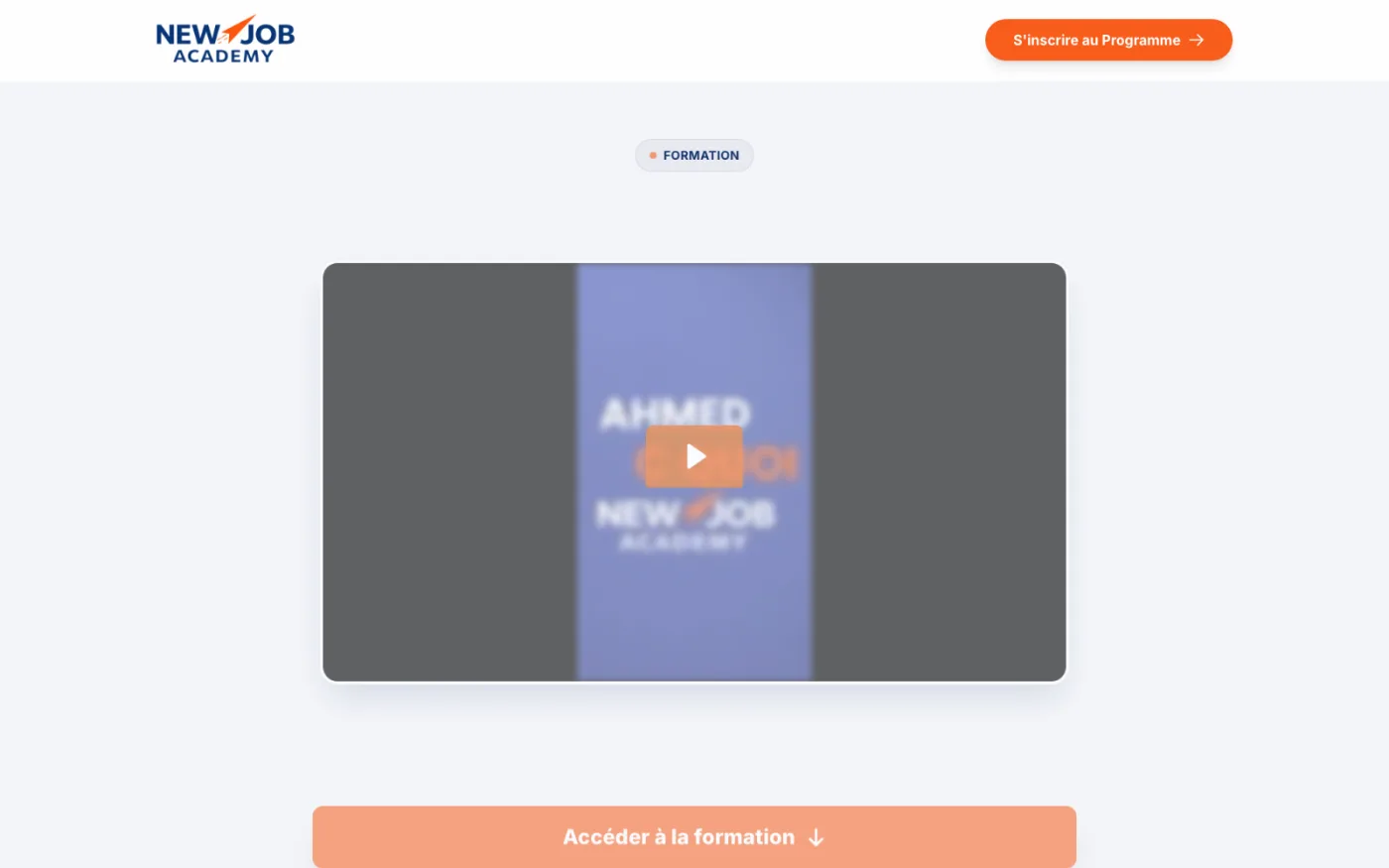 New Job Academy, landing page